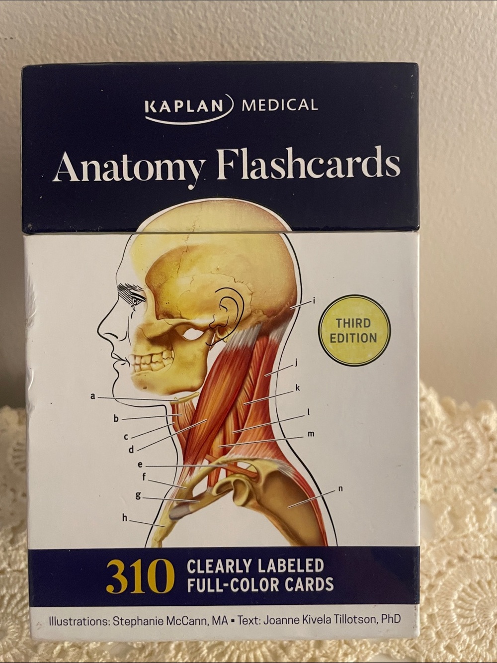 Kaplan Anatomy Flashcards - navy, white, yellow, red, tan